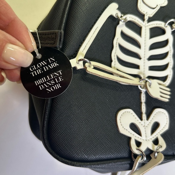 Glow-in-the-Dark Skeleton Mini Backpack Faux Leather Gothic Bag - Picture 9 of 9